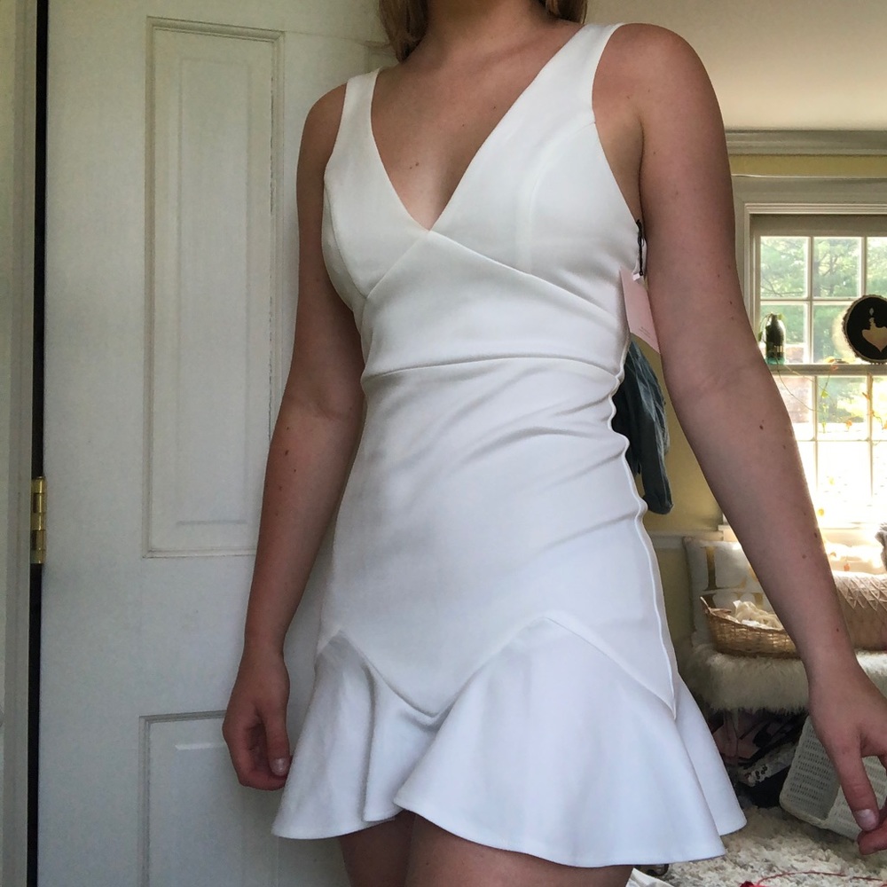 Superdown White V-Neck Bodycon Dress